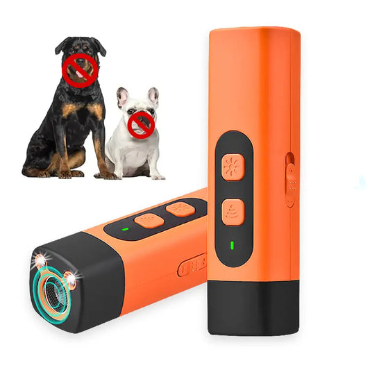 Professional Dog Bark Deterrent Device with LED Flashlight, 30ft Range, Rechargeable & Portable
