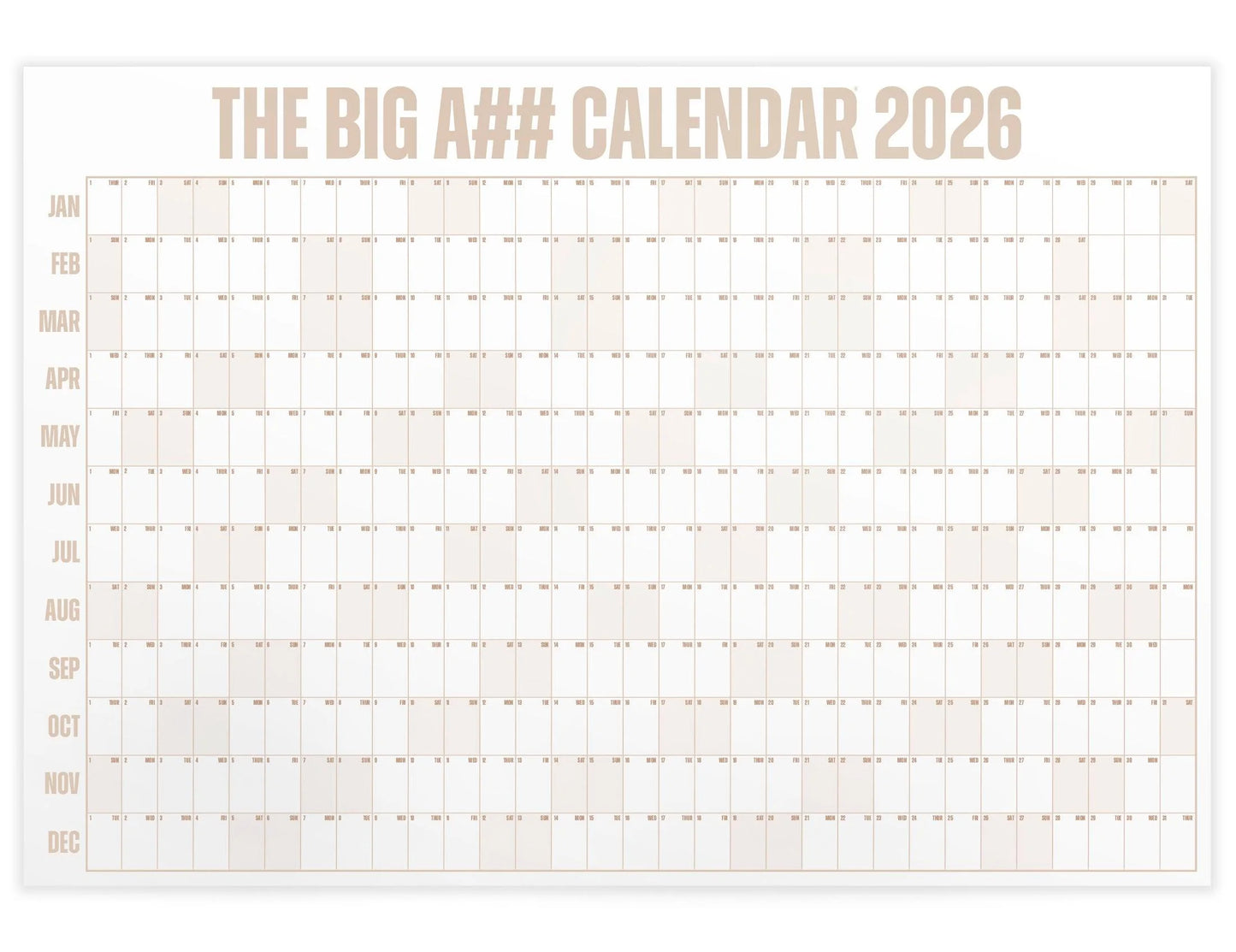 The Big Bright Calendar 2026 📅 - Design Your Amazing 2026! ✨ - 365-Day Year-at-a-Glance Wall Calendar with Dry-Erase Material ✏️ & Custom Labels 🏷️