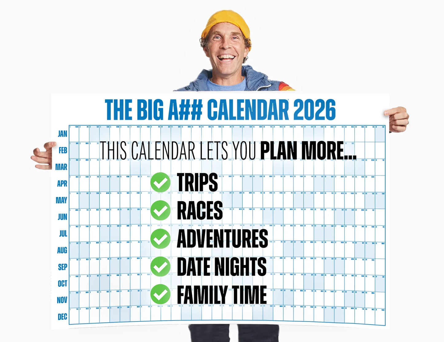 The Big Bright Calendar 2026 📅 - Design Your Amazing 2026! ✨ - 365-Day Year-at-a-Glance Wall Calendar with Dry-Erase Material ✏️ & Custom Labels 🏷️