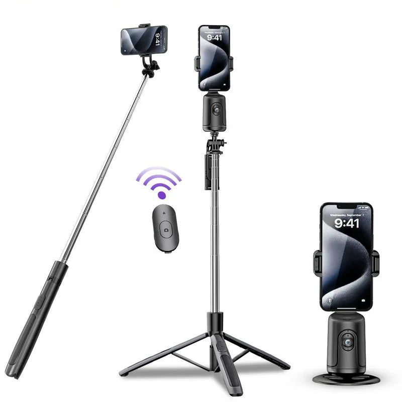 Automatic Face-Tracking Tripod with 360-Degree Rotation and Mounting Bracket