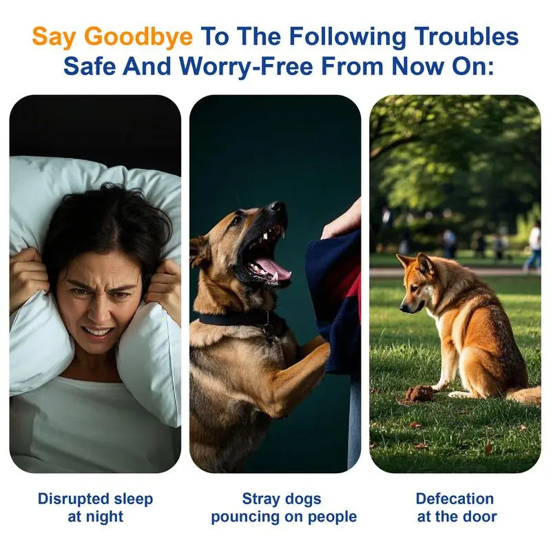 Professional Dog Bark Deterrent Device with LED Flashlight, 30ft Range, Rechargeable & Portable